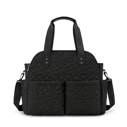 Cotton Diaper Clutch Bag - Portable Baby Essentials Organizer with Embroidered Bear, Travel Changing Pad Case for Newborn