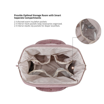 Waterproof Diaper Bag Tote with Insulated Pockets – Large Capacity Mommy Bag with Stroller Straps, Convertible Handbag & Crossbody for Travel