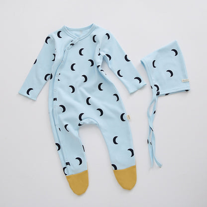 Baby Cotton Footed Romper - Long Sleeve Bodysuit with Built-in Feet
