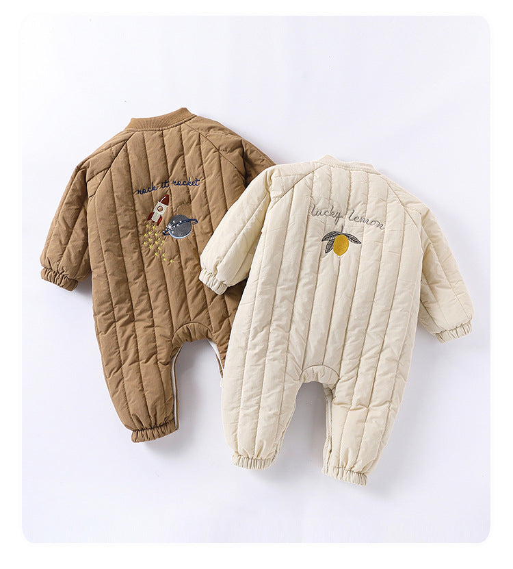Baby Winter Cotton Padded Jumpsuit, Warm Animal Themed Romper for Baby