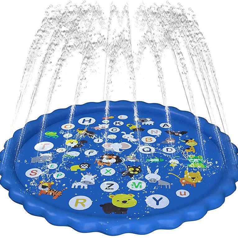 3-in-1 Splash Pad and Sprinkler Pool, Outdoor Water Play Mat for Babies and Toddlers, 60 Inch Learning Toy