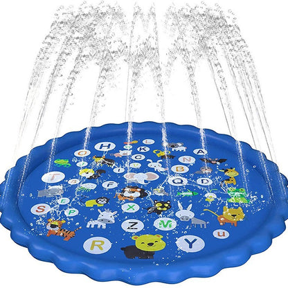 3-in-1 Splash Pad and Sprinkler Pool, Outdoor Water Play Mat for Babies and Toddlers, 60 Inch Learning Toy
