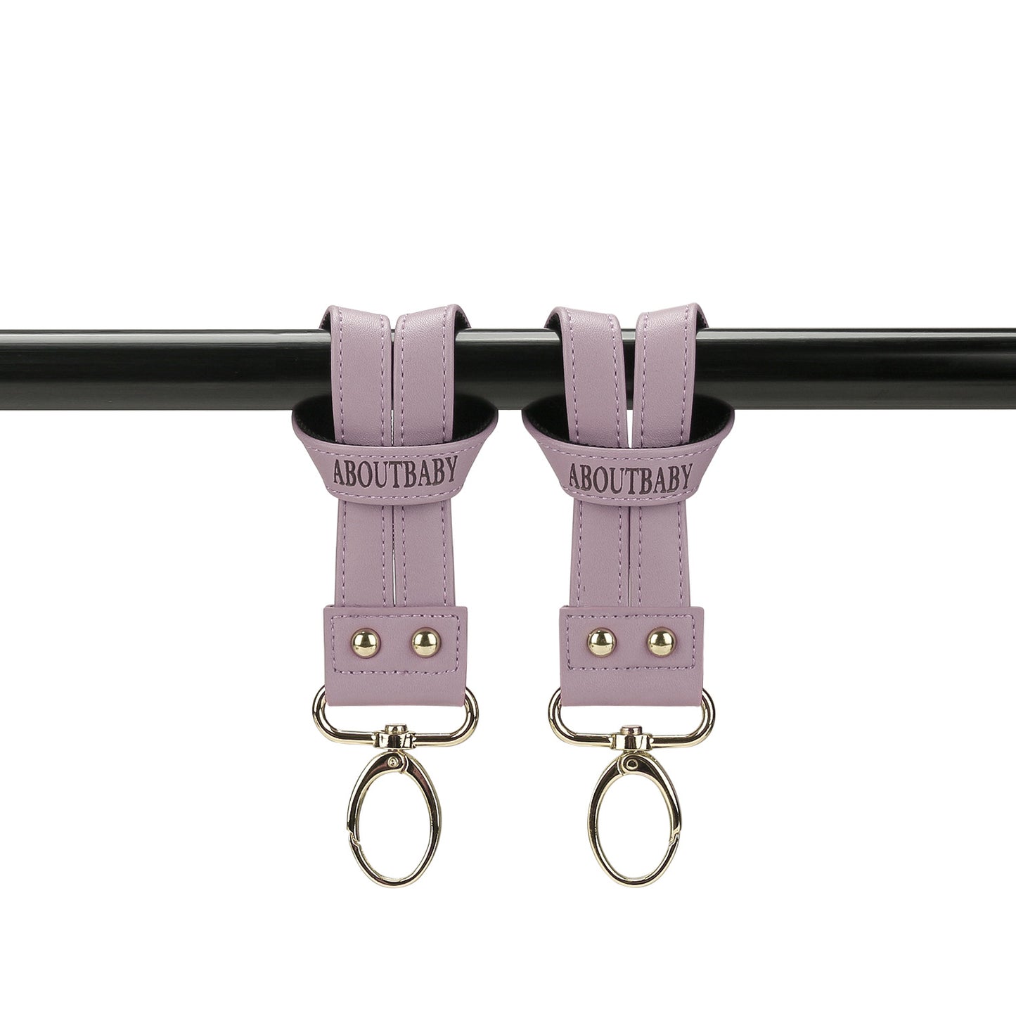 360° Rotating Stroller Hooks – Premium Vegan Leather Clips for Bags & Caddies, Heavy Duty Metal Snaps (Pair, Water Resistant)