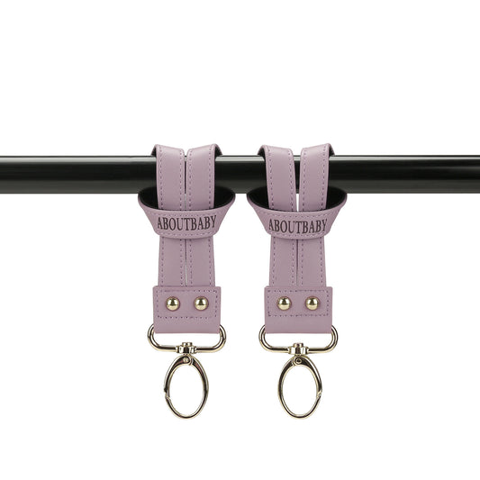 360° Rotating Stroller Hooks – Premium Vegan Leather Clips for Bags & Caddies, Heavy Duty Metal Snaps (Pair, Water Resistant)