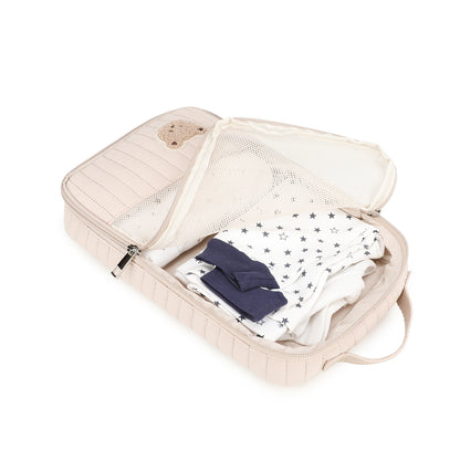 Portable Baby Essentials Organizer with Embroidered Bear, Travel Changing Pad Case for Newborn