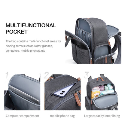 Diaper Bag Backpack Large Capacity Waterproof with Thermal Insulation Layer
