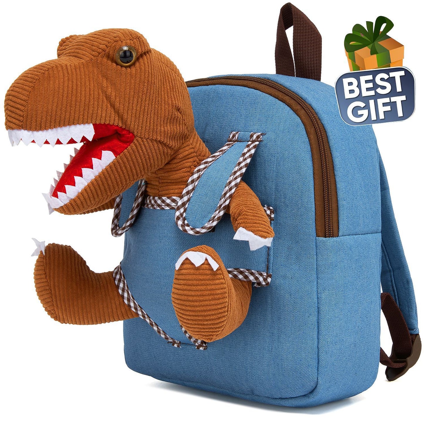 Dinosaur Backpack for Toddlers with Detachable Stuffed Animal - 3D T-Rex Plush Toy Bag for 2-4 Year Old Boy Gifts & Trav