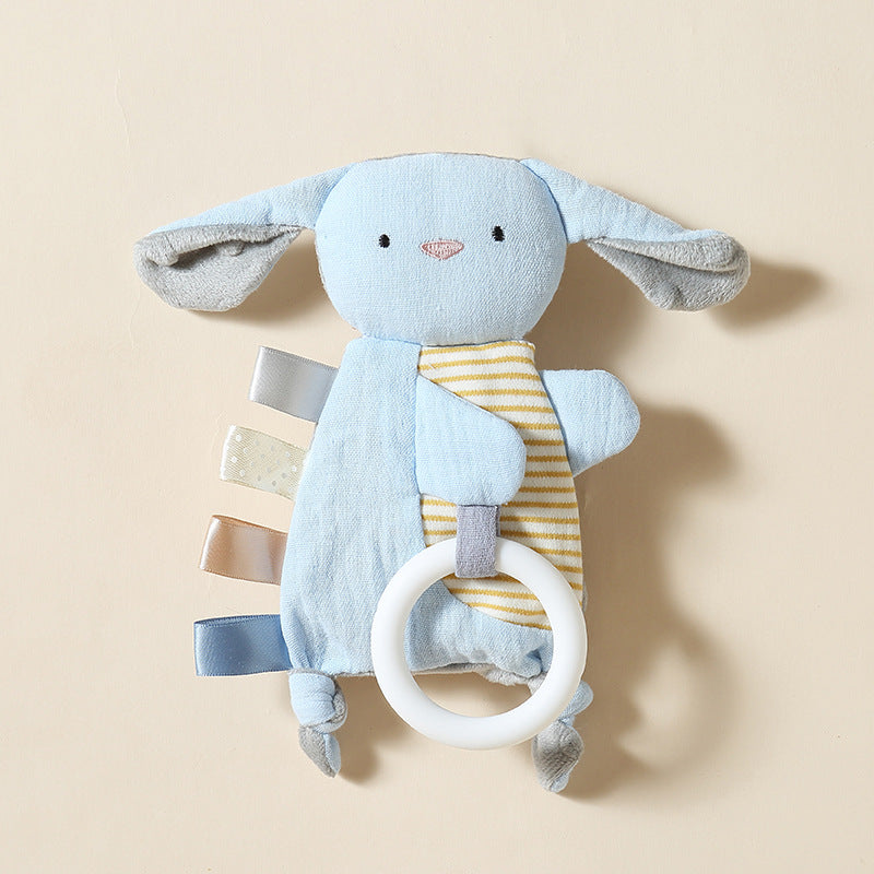 Soft Baby Security Blanket Toy - 3D Bump Fabric Lovey with Cotton Gauze, Lightweight Bunny & Fox Stuffed Animal for Newborn Sleep