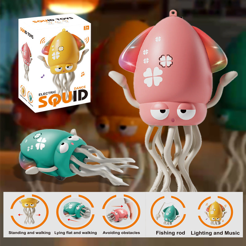 Electric Crawling Octopus Toy with LED Lights & Music, Crazy 8-Leg Action Octopus with Smart Obstacle Avoidance