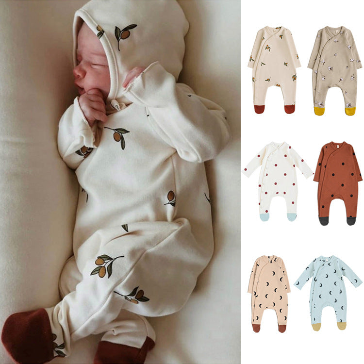 Baby Cotton Footed Romper - Long Sleeve Bodysuit with Built-in Feet