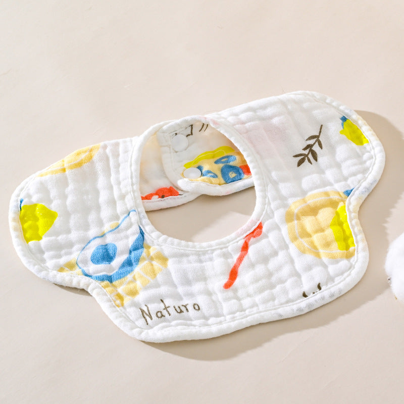 5 PCS Baby Pure Cotton Petal Bib，Newborn Muslin Bibs For Teething And Drooling