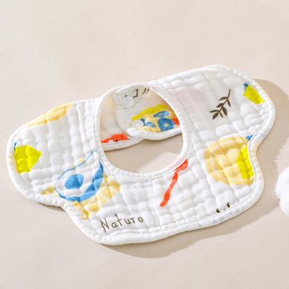 5 PCS Baby Pure Cotton Petal Bib，Newborn Muslin Bibs For Teething And Drooling