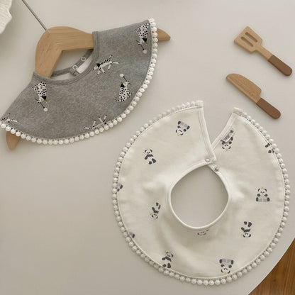 Round Baby Drool Bibs - 100% Cotton Absorbent Circle Bibs for Baby Infants