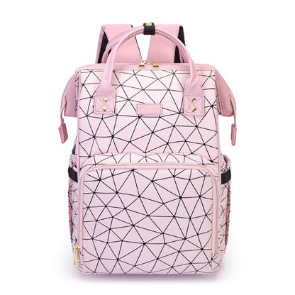 PU Leather Diaper Bag Backpack with 16 Pockets – Insulated Bottle Compartment, Stroller Straps & Luggage Sleeve