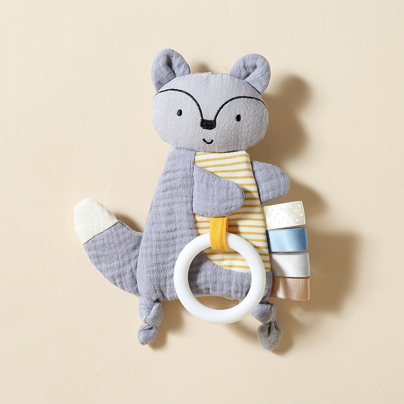 Soft Baby Security Blanket Toy - 3D Bump Fabric Lovey with Cotton Gauze, Lightweight Bunny & Fox Stuffed Animal for Newborn Sleep
