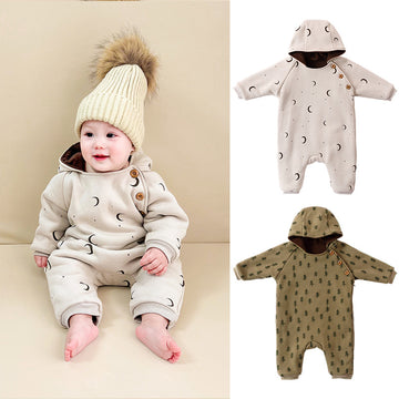 Baby Winter Romper - 3-Layer Thick Animal Print Jumpsuit for Infants