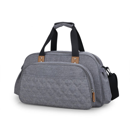 Quilted Diaper Bag Tote with Baby Bed– Foldable Portable Mommy Bag with Changing Pad