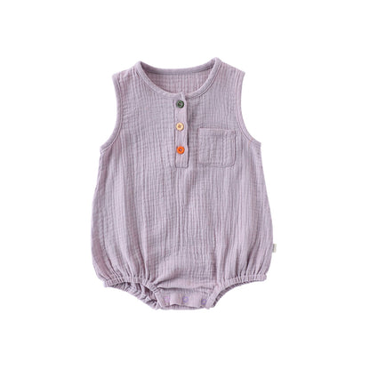 100% Cotton Baby Bodysuit - Breathable Sleeveless Romper for Infant Boys Girls