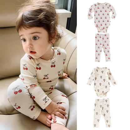 Baby Long Sleeve Bodysuit & Pants Set - Cotton 2-Piece Outfit