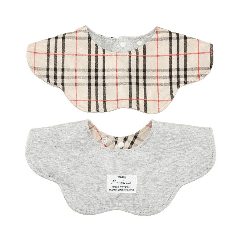Gray Petal Style Drool Bibs - 100% Cotton Teething Bib with Snap Closure