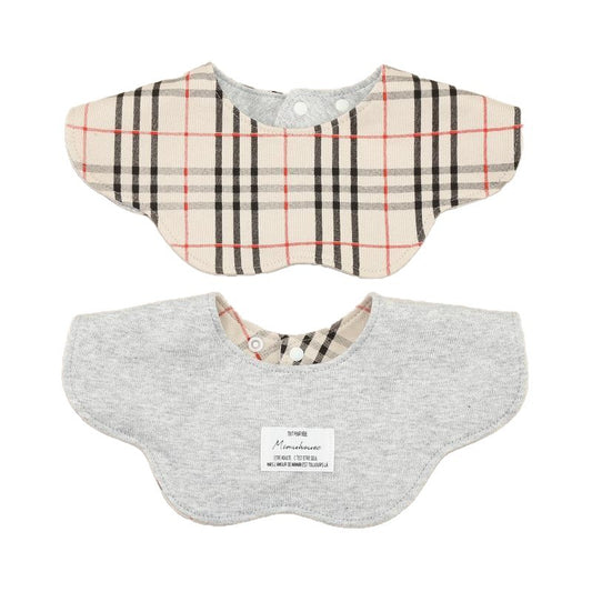 Gray Petal Style Drool Bibs - 100% Cotton Teething Bib with Snap Closure
