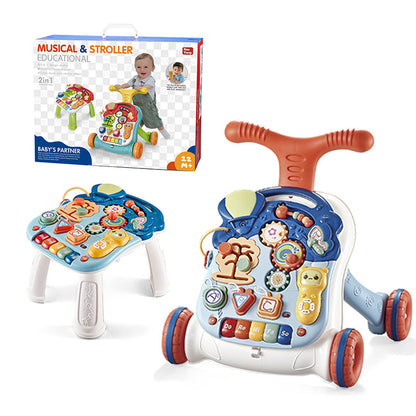 5 in 1 Baby Walker Sit-to-Stand Toys, Learning Walker for Boys Girls Toddler, Multifunctional Educational Activity Center Removable Play Panel, Push Walker Toys Gifts for Infant 6-18 Months