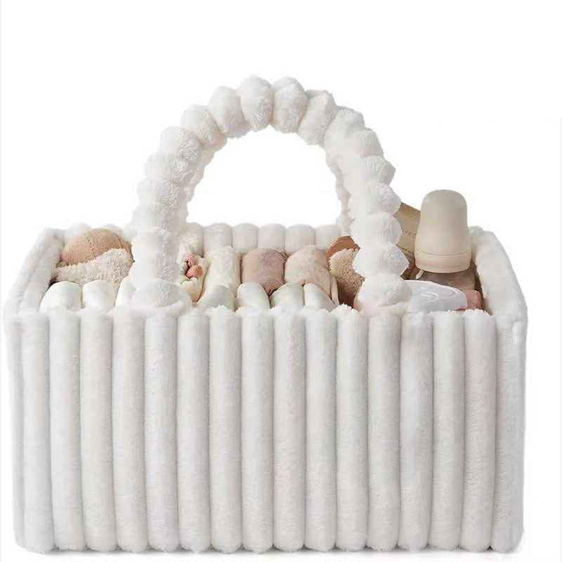 Plush Diaper Tote Bag - Premium Faux Fur Mommy Bag with Waterproof Lining