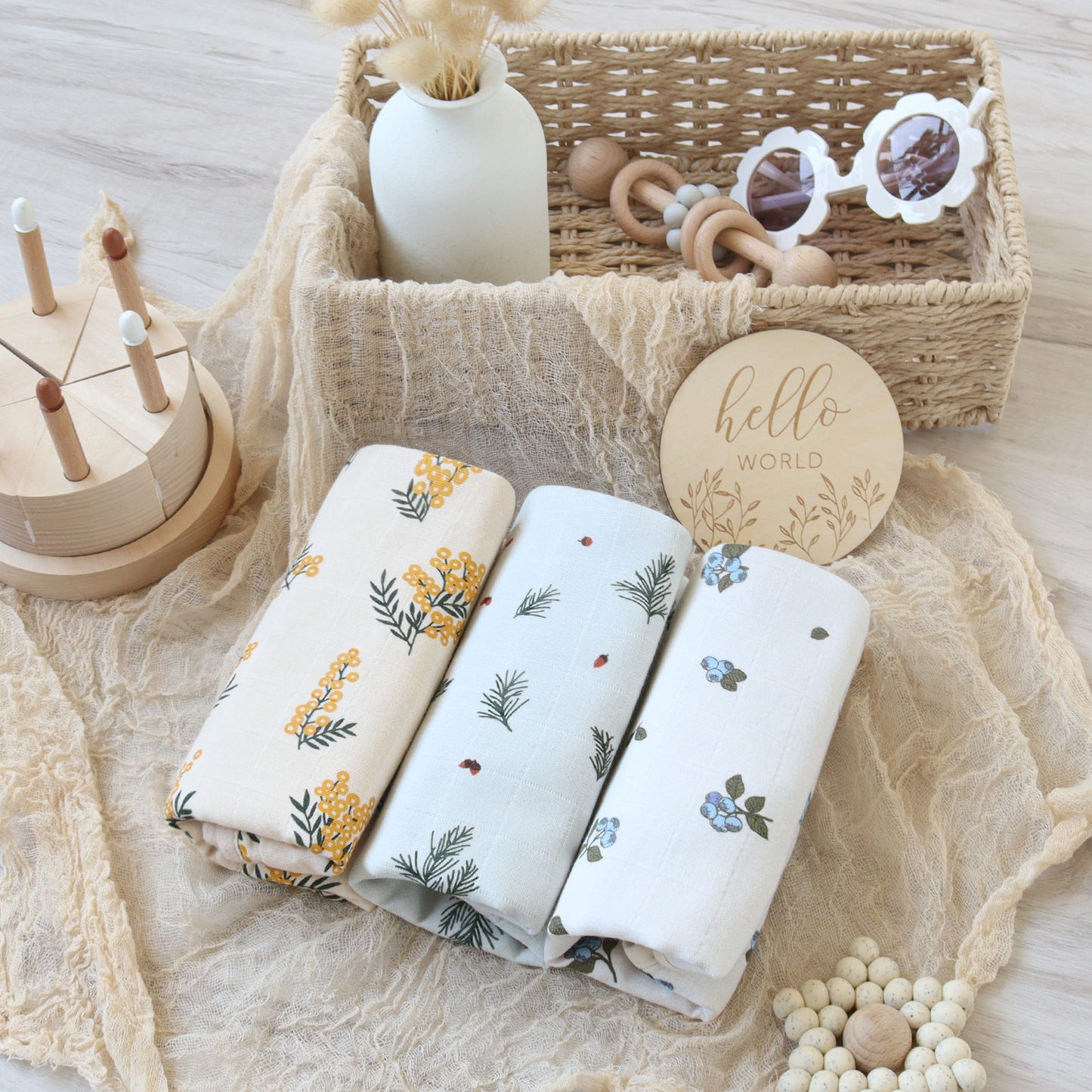 3PCS 6-Layer Gauze Drool Bibs Burp Cloths For Babies