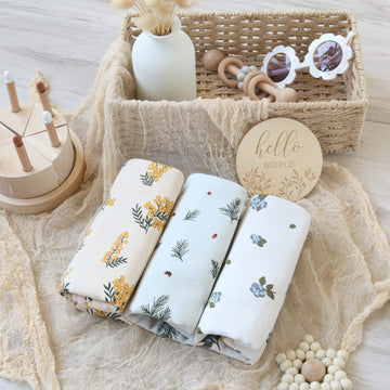 3PCS 6-Layer Gauze Drool Bibs Burp Cloths For Babies