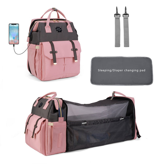 2025 New Portable Mommy Backpack with Changing Station ,Folding Lightweight Multi-functional Waterproof Diaper Backpack