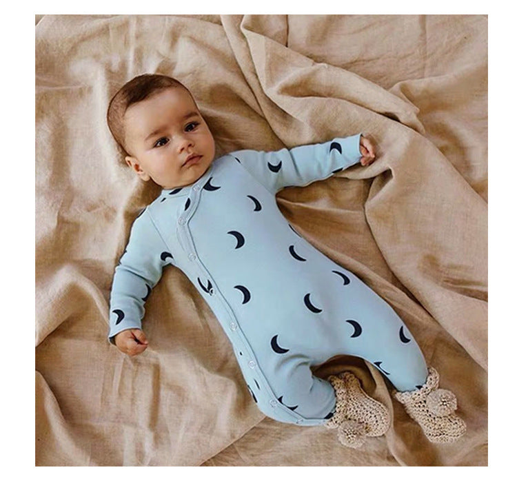 Baby Cotton Footed Romper - Long Sleeve Bodysuit with Built-in Feet