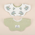 Green Petal Style Drool Bibs - 100% Cotton Teething Bib with Snap Closure