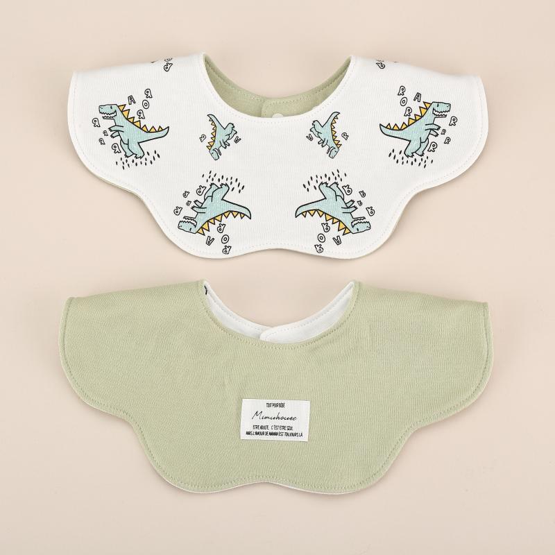 Green Petal Style Drool Bibs - 100% Cotton Teething Bib with Snap Closure