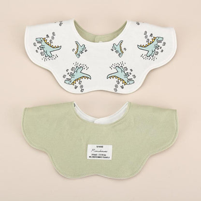 Green Petal Style Drool Bibs - 100% Cotton Teething Bib with Snap Closure