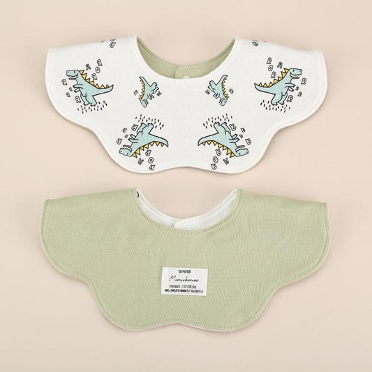 Green Petal Style Drool Bibs - 100% Cotton Teething Bib with Snap Closure