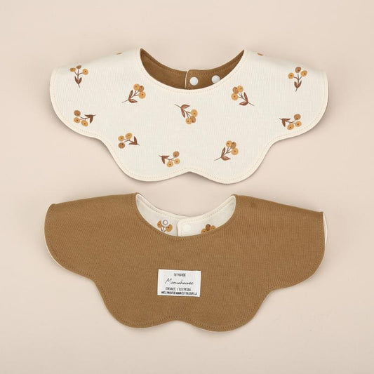 Brown Petal Style Drool Bibs - 100% Cotton Teething Bib with Snap Closure