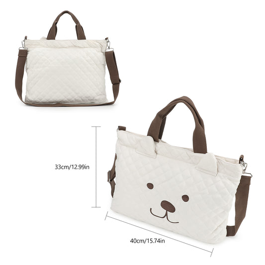 Large Capacity Canvas Diaper Bag Tote - Lightweight Polyester Mommy Bag with Shoulder Strap, 3-in-1 Handbag Crossbody for Travel & Daily Use