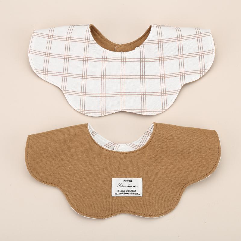 Brown Petal Style Drool Bibs - 100% Cotton Teething Bib with Snap Closure