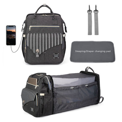 3-in-1 Convertible Baby Travel Bag – Portable Bassinet, Diaper Bag & Changing Station with Mosquito Net, Foldable Baby Bed for Outdoor, Travel & Daily Use