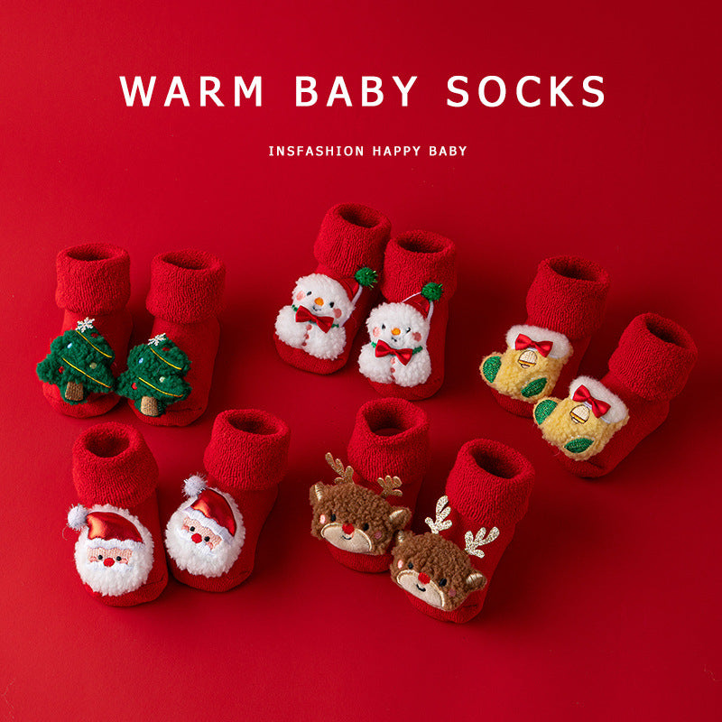 Cozy Christmas Stockings for Babies - Non-Slip Gripper Socks