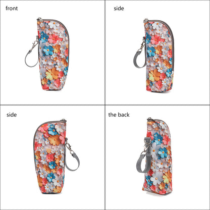 Insulated Bottle Bag with Adjustable Strap – 3D Pattern Thermal Baby Milk Bottle Holder, Portable Water Bottle Pouch for Stroller, Outdoor Travel