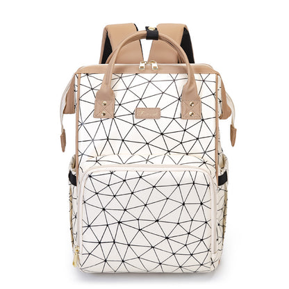 PU Leather Diaper Bag Backpack with 16 Pockets – Insulated Bottle Compartment, Stroller Straps & Luggage Sleeve