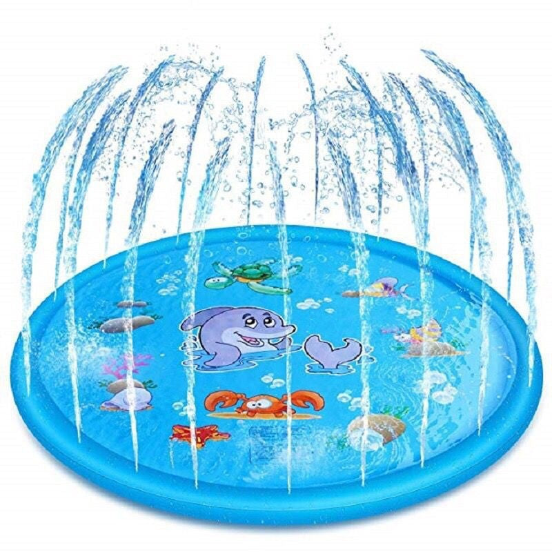 3-in-1 Splash Pad and Sprinkler Pool, Outdoor Water Play Mat for Babies and Toddlers, 60 Inch Learning Toy