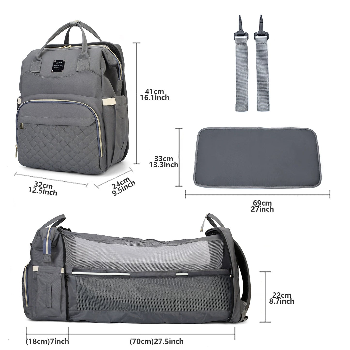 2025 New Multi-Functional Foldable Maternity Bag - Large Capacity Baby Bed with Mosquito Net and Sunshade for Moms