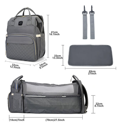 2026 New Multi-Functional Foldable Maternity Bag - Large Capacity Baby Bed with Mosquito Net and Sunshade for Moms