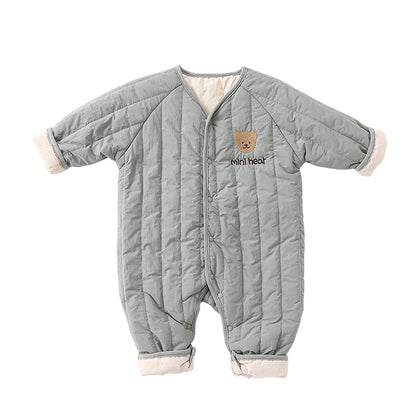 Combinaison matelassée d'hiver pour bébé-Combinaison matelassée brodée d'ours pour nourrissons