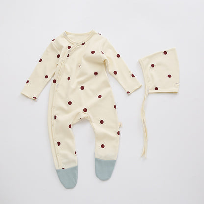 Baby Cotton Footed Romper - Long Sleeve Bodysuit with Built-in Feet