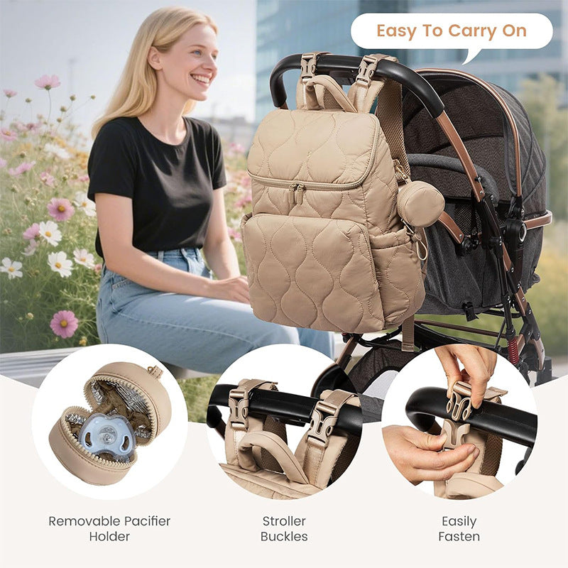 Trendy Lightweight Diaper Bag Backpack – with Changing Pad, Insulated Pockets & Pacifier Case