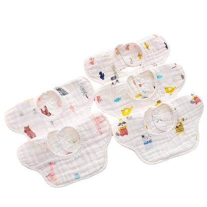 5 PCS Baby Pure Cotton Petal Bib，Newborn Muslin Bibs For Teething And Drooling
