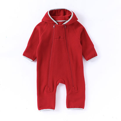 Baby Fleece Jumpsuit - Double-Sided Plush Romper for Infant Winter Wear